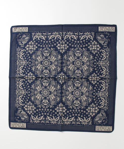 セール】インディゴ フローラルプリント コットン バンダナ（バンダナ