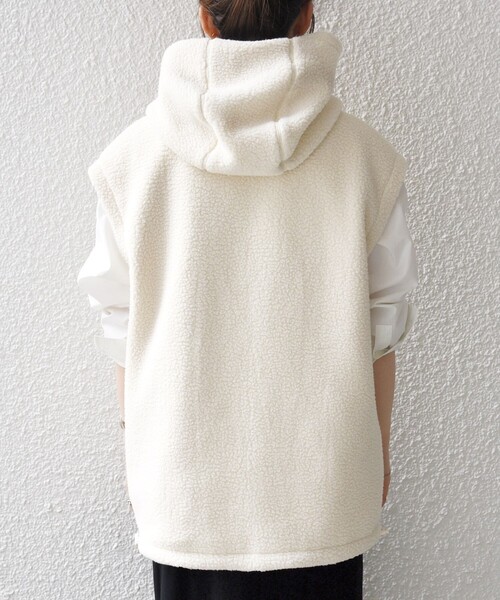 SHIPS any: ナイロン × ボア リバーシブル フーディー ベスト（ベスト