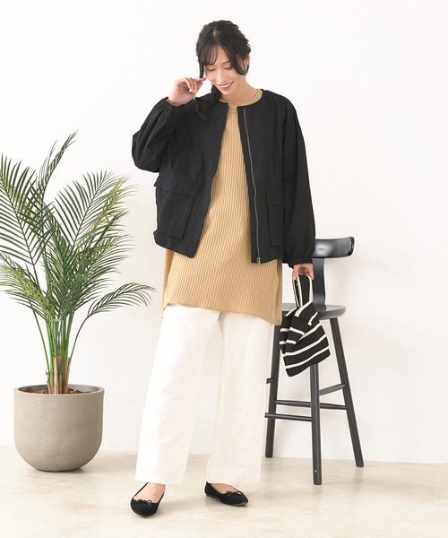 fort point(フォーポイント)の「【C-FORTPOINT/フォートポイント】綿ツイル ノーカラージャケット(ノーカラージャケット・レディース・ブラウン/ブラック/カーキ・FREE)」の9枚目の写真