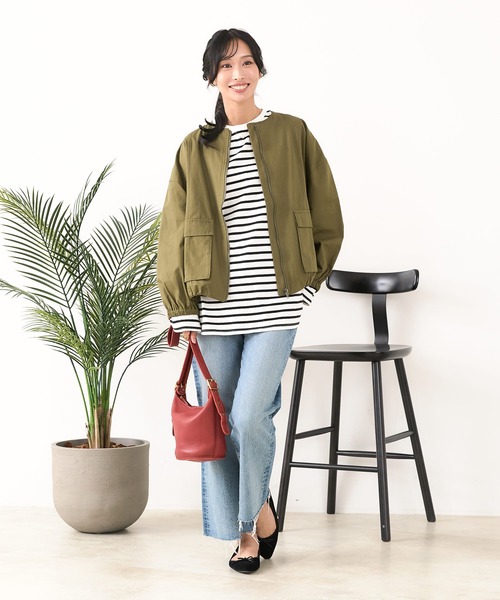 fort point(フォーポイント)の「【C-FORTPOINT/フォートポイント】綿ツイル ノーカラージャケット(ノーカラージャケット・レディース・ブラウン/ブラック/カーキ・FREE)」の21枚目の写真