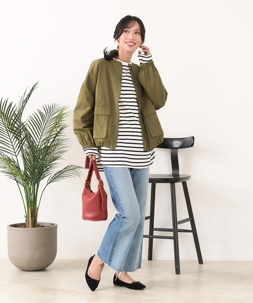 fort point(フォーポイント)の「【C-FORTPOINT/フォートポイント】綿ツイル ノーカラージャケット(ノーカラージャケット・レディース・ブラウン/ブラック/カーキ・FREE)」の22枚目の写真