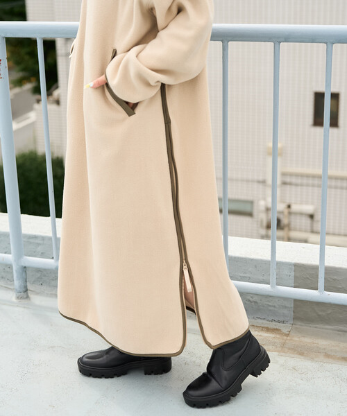 FREAK'S STORE(フリークスストア)の「限定展開 FREAK'S STORE OUTDOORS サイドジップ フリース ワンピース(ワンピース・レディース・オリーブ/グレー/ネイビー/ベージュ/ブラック・フリ-)」の9枚目の写真