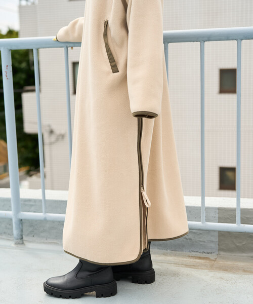 FREAK'S STORE(フリークスストア)の「限定展開 FREAK'S STORE OUTDOORS サイドジップ フリース ワンピース(ワンピース・レディース・オリーブ/グレー/ネイビー/ベージュ/ブラック・フリ-)」の10枚目の写真
