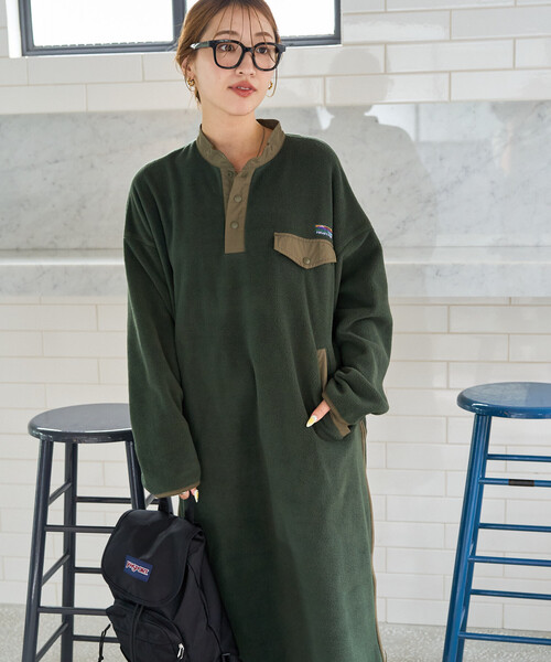 FREAK'S STORE(フリークスストア)の「限定展開 FREAK'S STORE OUTDOORS サイドジップ フリース ワンピース(ワンピース・レディース・オリーブ/グレー/ネイビー/ベージュ/ブラック・フリ-)」の15枚目の写真