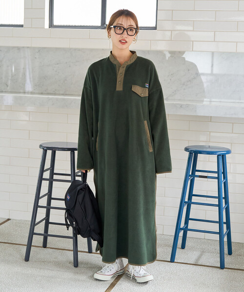 FREAK'S STORE(フリークスストア)の「限定展開 FREAK'S STORE OUTDOORS サイドジップ フリース ワンピース(ワンピース・レディース・オリーブ/グレー/ネイビー/ベージュ/ブラック・フリ-)」の19枚目の写真