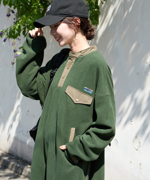 FREAK'S STORE(フリークスストア)の「限定展開 FREAK'S STORE OUTDOORS サイドジップ フリース ワンピース(ワンピース・レディース・オリーブ/グレー/ネイビー/ベージュ/ブラック・フリ-)」の21枚目の写真