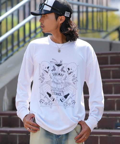 SIDEWAY STANCE(サイドウェイスタンス)の「【SIDEWAY STANCE】オリジナル グラフィック プリント ロンT(Tシャツ/カットソー・メンズ・カーキ/ホワイト系2/ブラック/ブラック系2/カーキ系2/ホワイト/ブルー系/ブラック系/ブラック系1/ライトグレー系1/ホワイト系1/ホワイト系・X-LARGE/LARGE/MEDIUM/SMALL)」の5枚目の写真