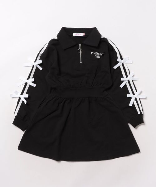 PINKHUNT（ピンクハント）の「PINKHUNT ピンクハント 袖ラインスウェットワンピース 0962K（ワンピース・キッズ・ブラック/アッシュグレー・130cm/120cm/140cm/150cm/160cm）」の9枚目の写真