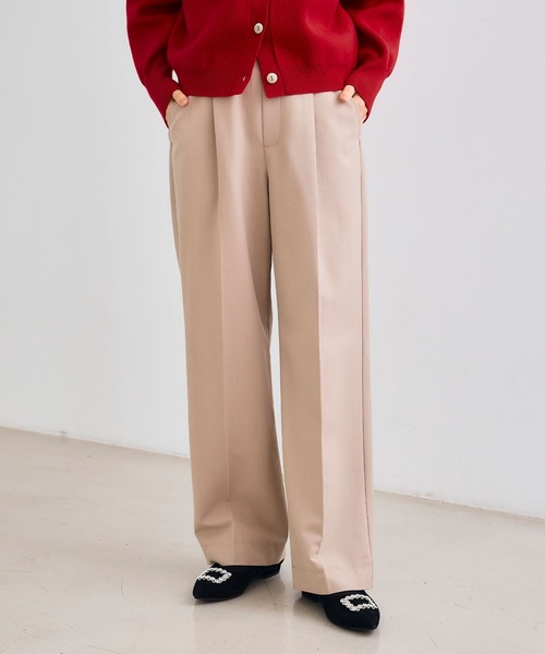 PATTERN ON PATTERN PANTS ストレートパンツ スラックス セール】《シワになりにくい》セットアップ対応 サマ美え センター