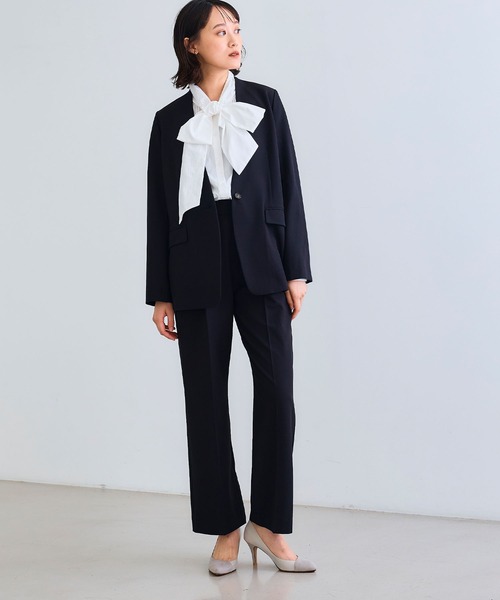 CROSS FUNCTION（クロスファンクション）の「《シワになりにくい》セットアップ対応  サマ美え センタープレスストレートパンツ【CROSS FUNCTION/クロスファンクション】（スラックス・レディース・チャコールグレー/ブラック/ベージュ/モカ・LL/M/L）」の15枚目の写真