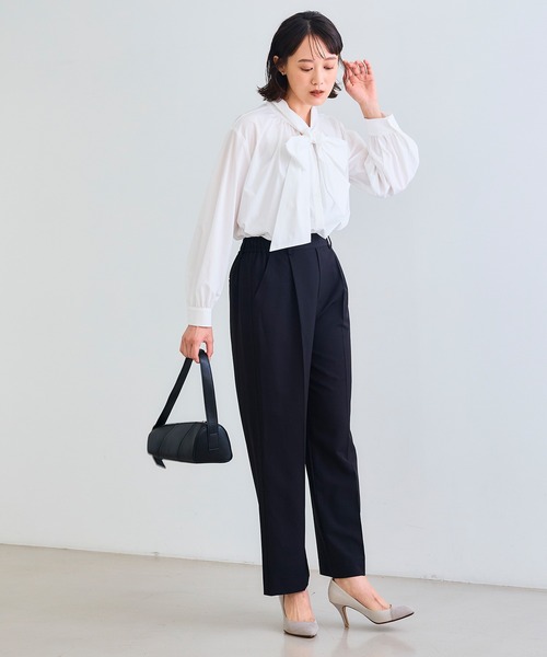 CROSS FUNCTION（クロスファンクション）の「《シワになりにくい》セットアップ対応  サマ美え センタープレスストレートパンツ【CROSS FUNCTION/クロスファンクション】（スラックス・レディース・チャコールグレー/ブラック/ベージュ/モカ・LL/M/L）」の5枚目の写真