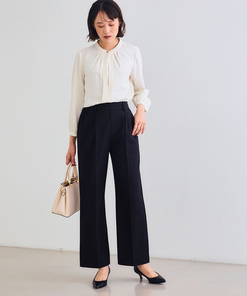 CROSS FUNCTION（クロスファンクション）の「《シワになりにくい》セットアップ対応  サマ美え センタープレスストレートパンツ【CROSS FUNCTION/クロスファンクション】（スラックス・レディース・チャコールグレー/ブラック/ベージュ/モカ・LL/M/L）」の7枚目の写真