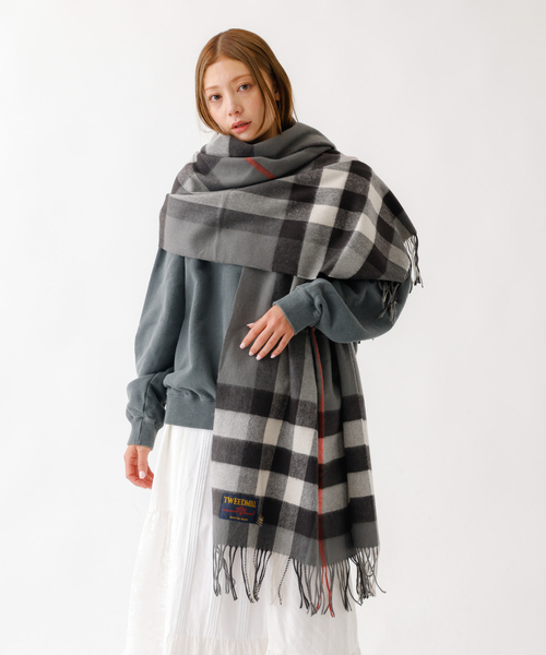 TWEEDMILL チェック柄ウールマフラー 楽天市場】TWEEDMILL ツイードミル ピュアウール チェック柄