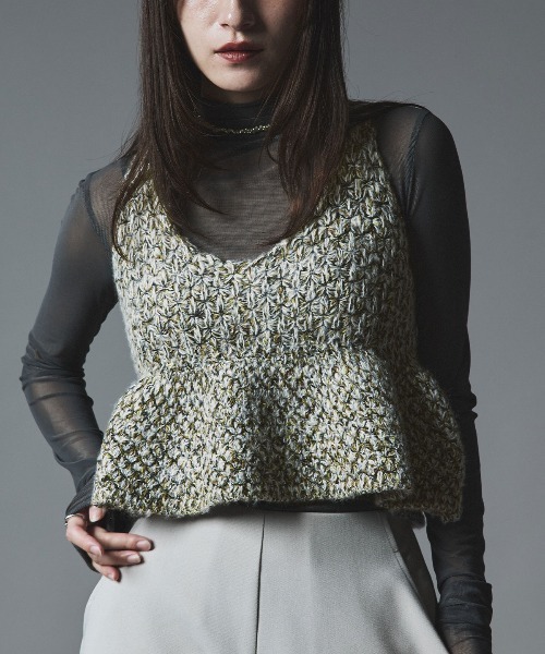 セール】メランジ ニット ペプラム ビスチェ / Melange Knit Peplum