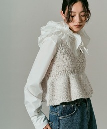 メランジ ニット ペプラム ビスチェ / Melange Knit Peplum Bustier