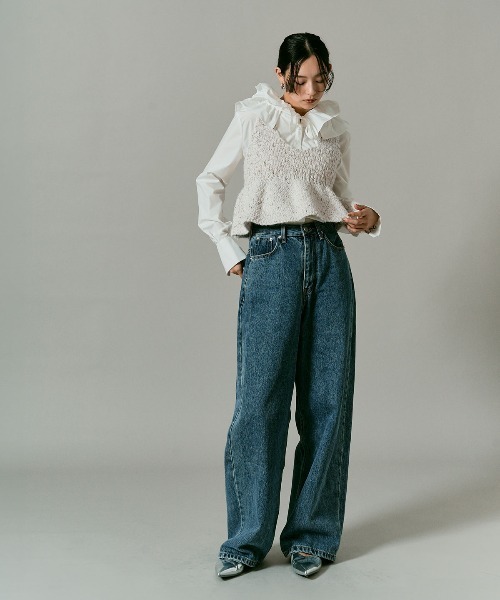 W:Huku(フーク)の「メランジ ニット ペプラム ビスチェ / Melange Knit Peplum Bustier(ニット/セーター・レディース・グリーン系/オフホワイト/ブラック・FREE)」の13枚目の写真