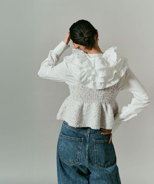 W:Huku(フーク)の「メランジ ニット ペプラム ビスチェ / Melange Knit Peplum Bustier(ニット/セーター・レディース・グリーン系/オフホワイト/ブラック・FREE)」の16枚目の写真
