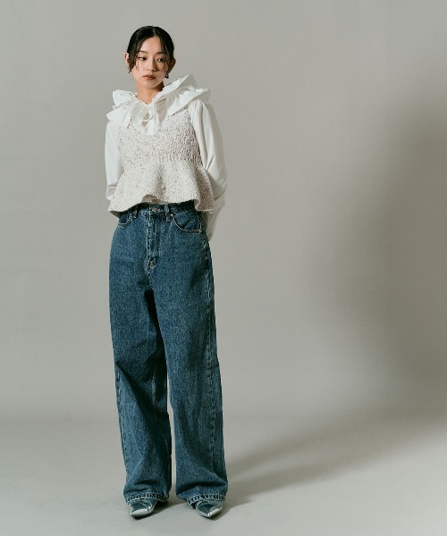 W:Huku(フーク)の「メランジ ニット ペプラム ビスチェ / Melange Knit Peplum Bustier(ニット/セーター・レディース・グリーン系/オフホワイト/ブラック・FREE)」の20枚目の写真