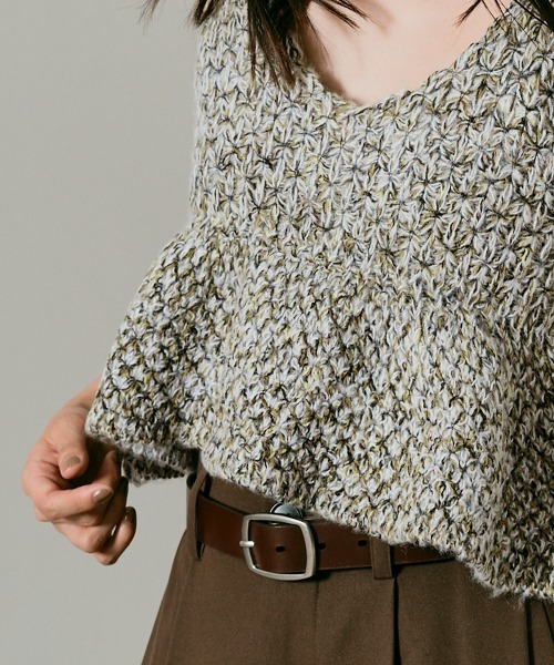 W:Huku(フーク)の「メランジ ニット ペプラム ビスチェ / Melange Knit Peplum Bustier(ニット/セーター・レディース・グリーン系/オフホワイト/ブラック・FREE)」の6枚目の写真