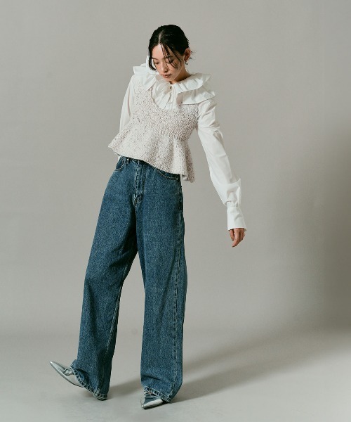 セール】メランジ ニット ペプラム ビスチェ / Melange Knit Peplum