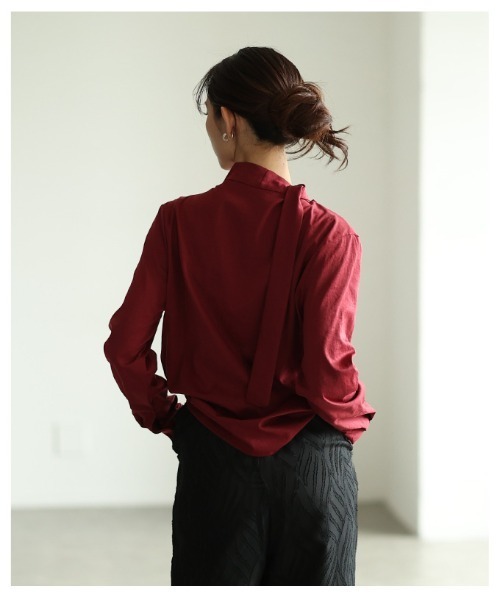 Sawa a la mode(サワアラモード)の「タイ付きプルオーバーブラウス(シャツ/ブラウス・レディース・グレー/ブラック/ボルドー・FREE)」の13枚目の写真