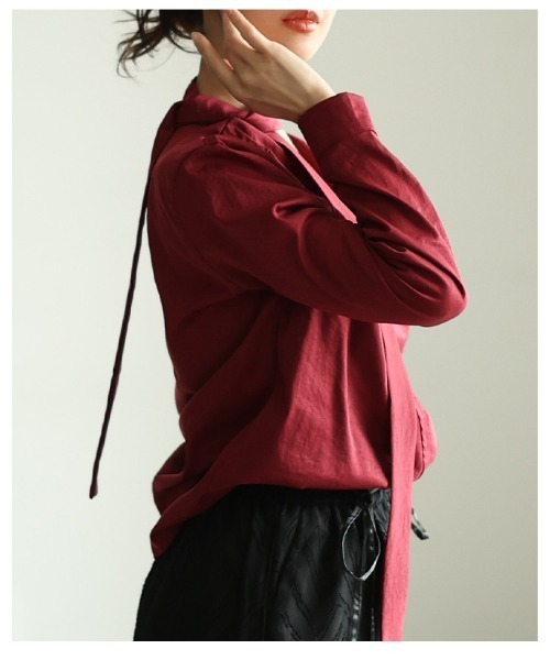 Sawa a la mode(サワアラモード)の「タイ付きプルオーバーブラウス(シャツ/ブラウス・レディース・グレー/ブラック/ボルドー・FREE)」の15枚目の写真