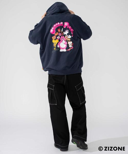 WEGO(ウィゴー)の「WEGO/ZIZONE別注グラフィックZIPパーカー(パーカー・メンズ・ネイビー/アッシュグレー・MEDIUM/LARGE)」の3枚目の写真