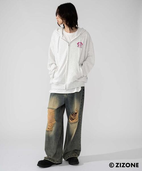 WEGO(ウィゴー)の「WEGO/ZIZONE別注グラフィックZIPパーカー(パーカー・メンズ・ネイビー/アッシュグレー・MEDIUM/LARGE)」の5枚目の写真