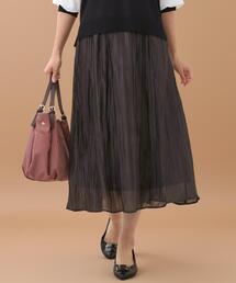 Reflect（リフレクト）の「【秋映え／華やかな揺れ感】ワッシャー加工タックフレアロングスカート（スカート）」