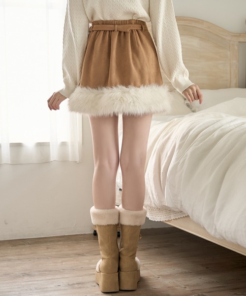 one after another NICE CLAUP（ワンアフターアナザーナイスクラップ）の「ムートンミニスカート/セットアップアウターあり（スカート・レディース・キャメル/オフホワイト/グレー・FREE）」の19枚目の写真