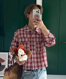【ユニセックス】チェック&無地シャーリングシャツ
