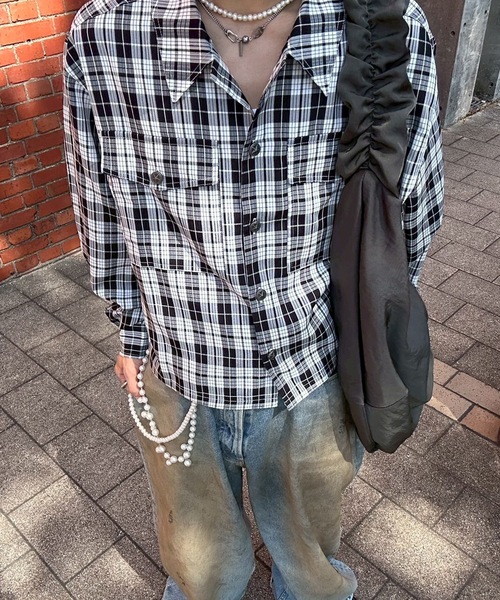 UNDERSTATEMENTs（アンダーステイトメント）の「【ユニセックス】チェック&無地シャーリングシャツ（シャツ/ブラウス・メンズ・グリーン/レッド/ブラック/ネイビー/ブルー・MEDIUM/LARGE）」の9枚目の写真