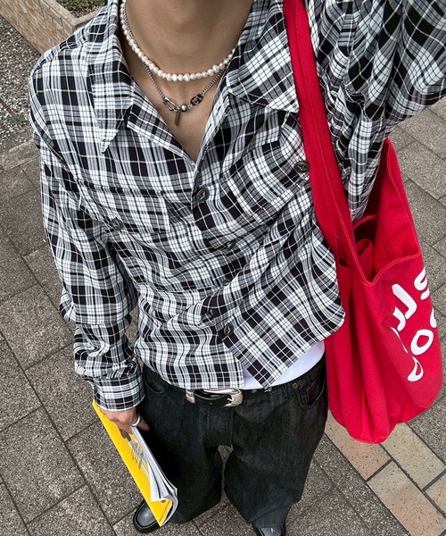 UNDERSTATEMENTs（アンダーステイトメント）の「【ユニセックス】チェック&無地シャーリングシャツ（シャツ/ブラウス・メンズ・グリーン/レッド/ブラック/ネイビー/ブルー・MEDIUM/LARGE）」の6枚目の写真