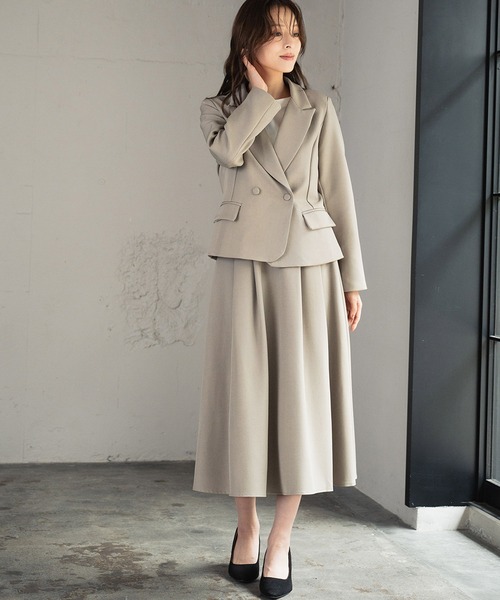 セール】テーラードジャケット フレアスカート ロング ミモレ丈