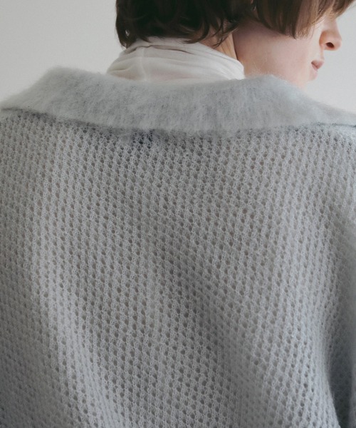 MANOF(マノフ)の「MOHAIR POLO KNIT(ニット/セーター・レディース・ライトブルー/ホワイト/チャコールグレー・F)」の17枚目の写真