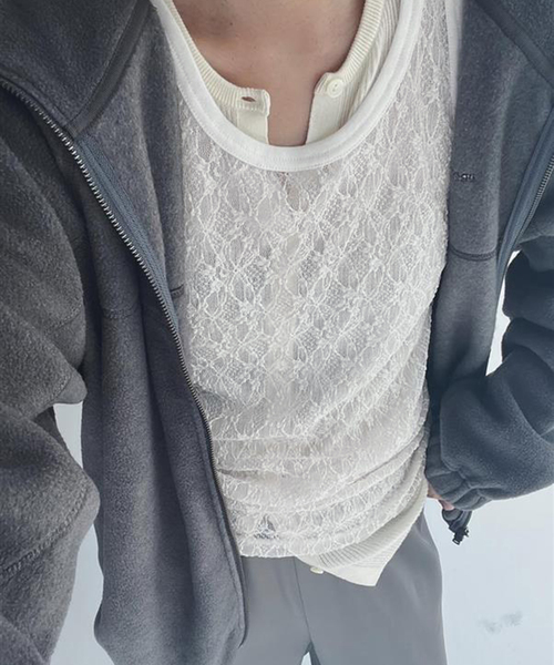 フレームワーク レースタンクトップ 黒 Amazon.co.jp: dgy デコカンパニー コットン100％ 裾レース