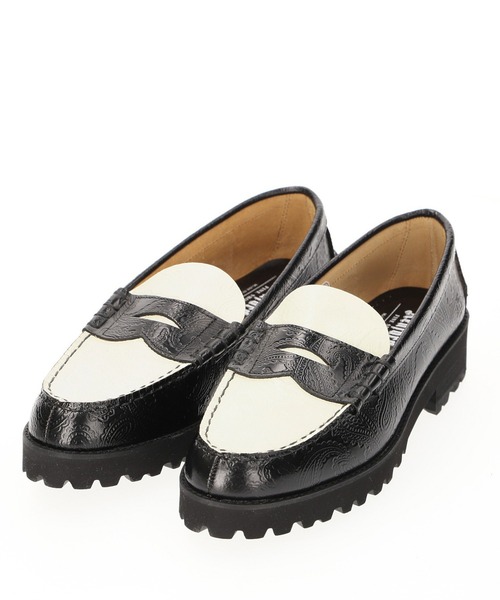 The Kenford Fineshoes（ケンフォードファインシューズ）の「(The Kenford Fineshoes)TANK SOLE LOAFERS BLACK WHITE PAISLEY（ローファー・レディース・ブラック・23.5cm/24cm/23cm/24.5cm）」の2枚目の写真