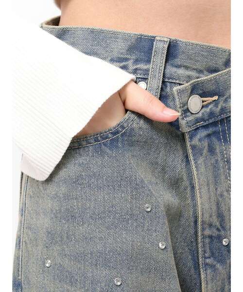 EMODA(エモダ)の「クロスベルトルーズジーンズ(デニムパンツ・レディース・インディゴブルー/ブラック/ライトブルー・SMALL/MEDIUM)」の4枚目の写真