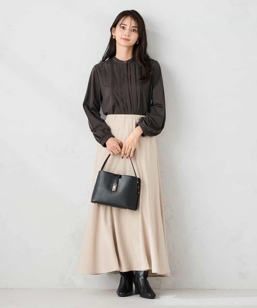 a.v.v(アーヴェヴェ)の「【マシンウォッシャブル】セミフレアスカート(スカート・レディース・チャコールグレー/グレー系その他/ボルドー/アイボリー・38/36)」の9枚目の写真