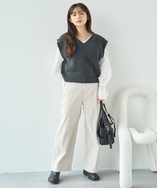 mil(ミル)の「コーデュロイセミワイドパンツ【588074】(その他パンツ・レディース・チャコールグレー/アイボリー/グレイッシュベージュ・S-Short/M-Short/S-Regular/M-Regular/FREE)」の17枚目の写真