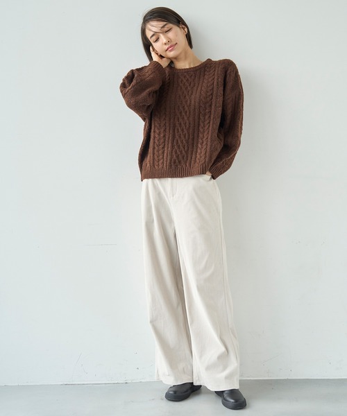 mil(ミル)の「コーデュロイセミワイドパンツ【588074】(その他パンツ・レディース・チャコールグレー/アイボリー/グレイッシュベージュ・S-Short/M-Short/S-Regular/M-Regular/FREE)」の21枚目の写真