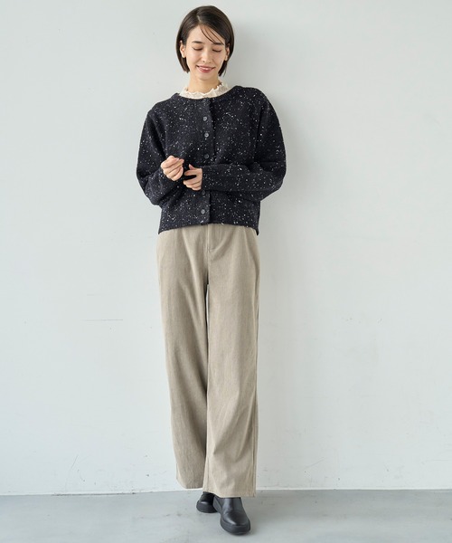 mil(ミル)の「コーデュロイセミワイドパンツ【588074】(その他パンツ・レディース・チャコールグレー/アイボリー/グレイッシュベージュ・S-Short/M-Short/S-Regular/M-Regular/FREE)」の9枚目の写真