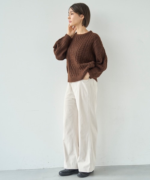 mil(ミル)の「コーデュロイセミワイドパンツ【588074】(その他パンツ・レディース・チャコールグレー/アイボリー/グレイッシュベージュ・S-Short/M-Short/S-Regular/M-Regular/FREE)」の22枚目の写真