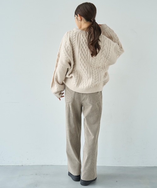mil(ミル)の「コーデュロイセミワイドパンツ【588074】(その他パンツ・レディース・チャコールグレー/アイボリー/グレイッシュベージュ・S-Short/M-Short/S-Regular/M-Regular/FREE)」の6枚目の写真