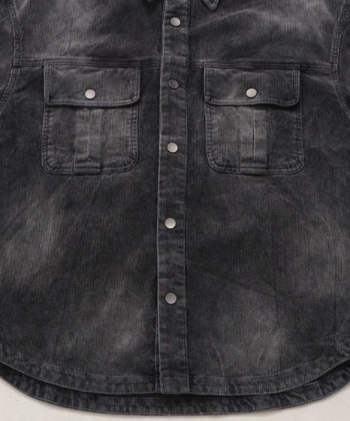 BENUSTA(ベヌスタ)の「A'GEM/9 × .kom 『BENUSTA /ベヌスタ』Faded Corduroy Shirt Jacket /フェードコーデュロイシャツジャケット(ブルゾン・メンズ・ブラック/レッド・M/L)」の11枚目の写真