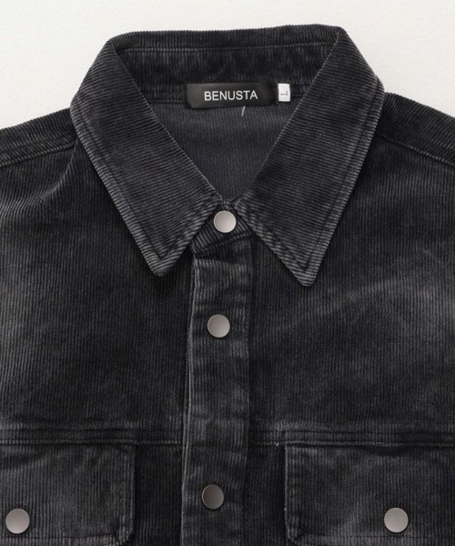 BENUSTA(ベヌスタ)の「A'GEM/9 × .kom 『BENUSTA /ベヌスタ』Faded Corduroy Shirt Jacket /フェードコーデュロイシャツジャケット(ブルゾン・メンズ・ブラック/レッド・M/L)」の9枚目の写真