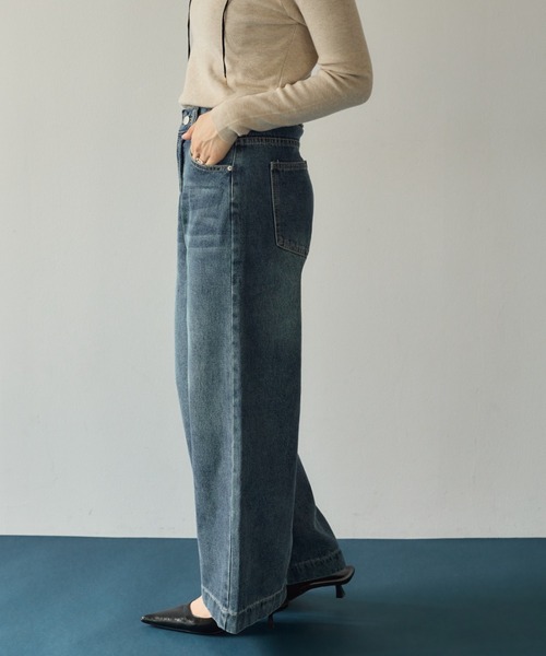 KUREN(クレン)の「ビンテージウォッシュデニムワイドパンツ(デニムパンツ・レディース・ブルー・SMALL/MEDIUM)」の4枚目の写真