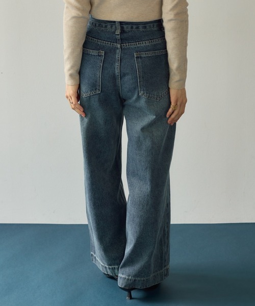 KUREN(クレン)の「ビンテージウォッシュデニムワイドパンツ(デニムパンツ・レディース・ブルー・SMALL/MEDIUM)」の3枚目の写真