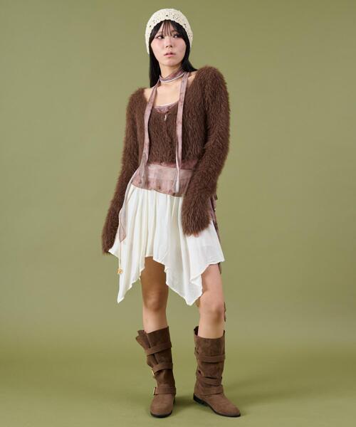 dispark（ディスパーク）の「DISPARK/シャギーショートニットカーデ（カーディガン/ボレロ・レディース・カーキ/ブラウン・FREE）」の7枚目の写真