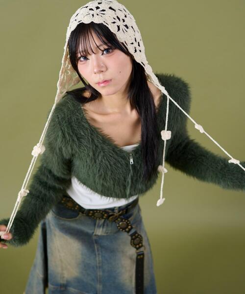 dispark（ディスパーク）の「DISPARK/シャギーショートニットカーデ（カーディガン/ボレロ・レディース・カーキ/ブラウン・FREE）」の8枚目の写真